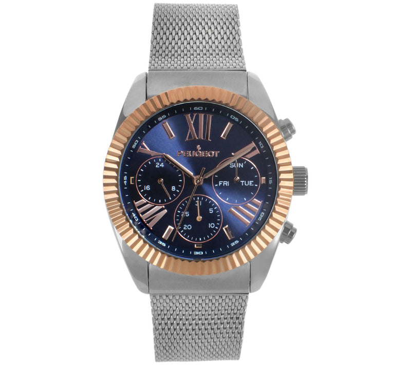 Peugeot Men's Stainless Multifunction Mesh Bracelet Watch — Main view