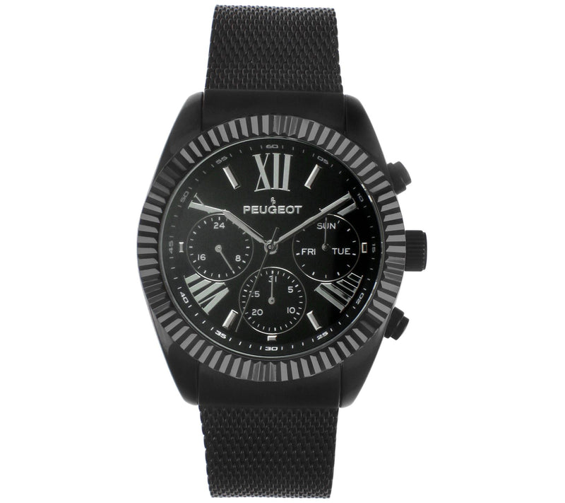 Peugeot Men's Stainless Multifunction Mesh Bracelet Watch — View 5