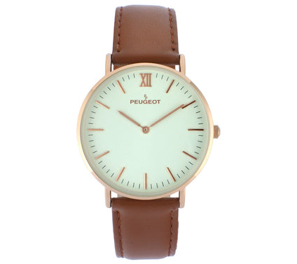 Peugeot Men's 14K Gold-Plated Stainless Steel Round Slim Watc