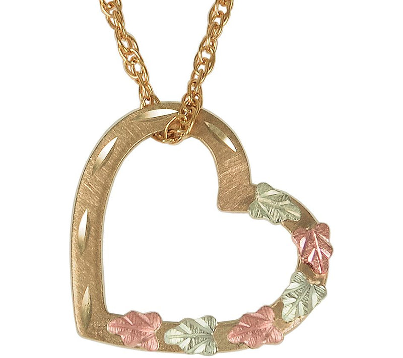 Black Hills Floating Heart Pendant w/ Chain, 10 K/12K Gold — Main view