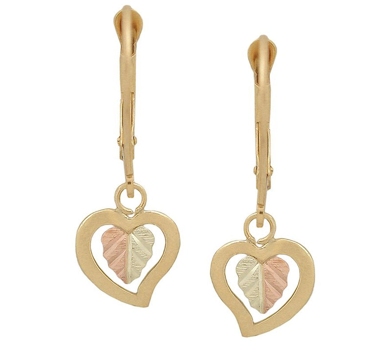 Black Hills Heart Dangle Earrings, 10K/12K Gold — Main view