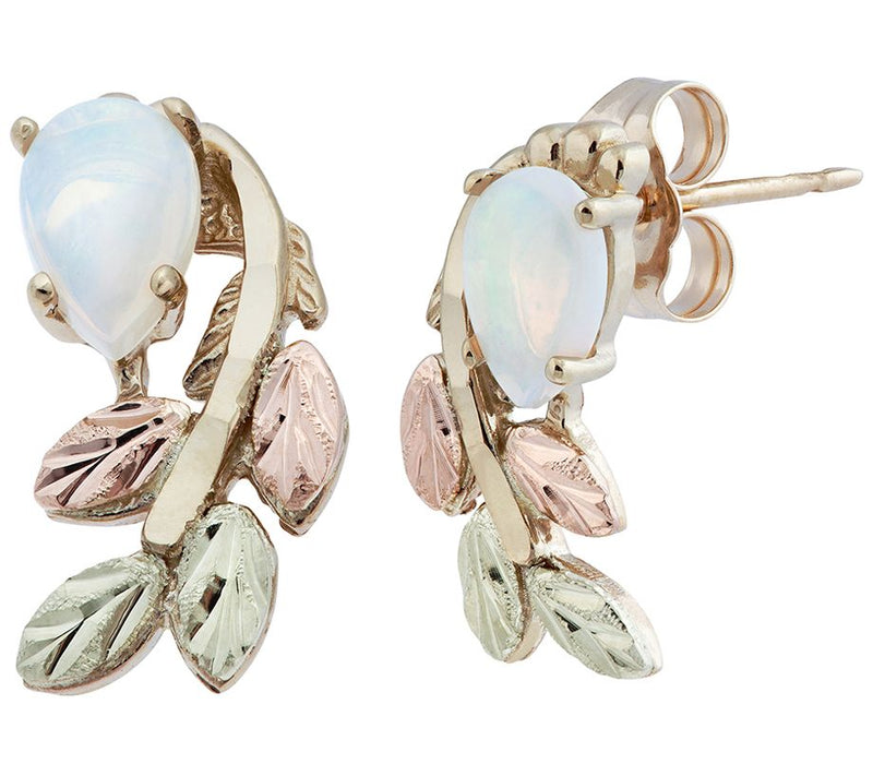 Black Hills Opal Leaf Earrings, 10K/12K Gold — View 2