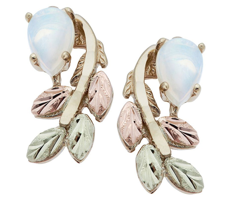 Black Hills Opal Leaf Earrings, 10K/12K Gold — Main view