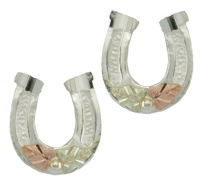 Black Hills Horseshoe Stud Earrings, Sterling/1 2K Gold — Main view