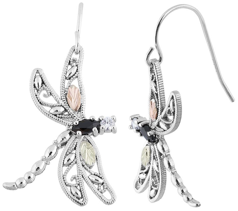 Black Hills Dragonfly Earrings, Sterling/12K — View 2