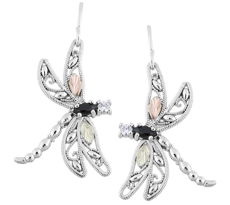 Black Hills Dragonfly Earrings, Sterling/12K — Main view