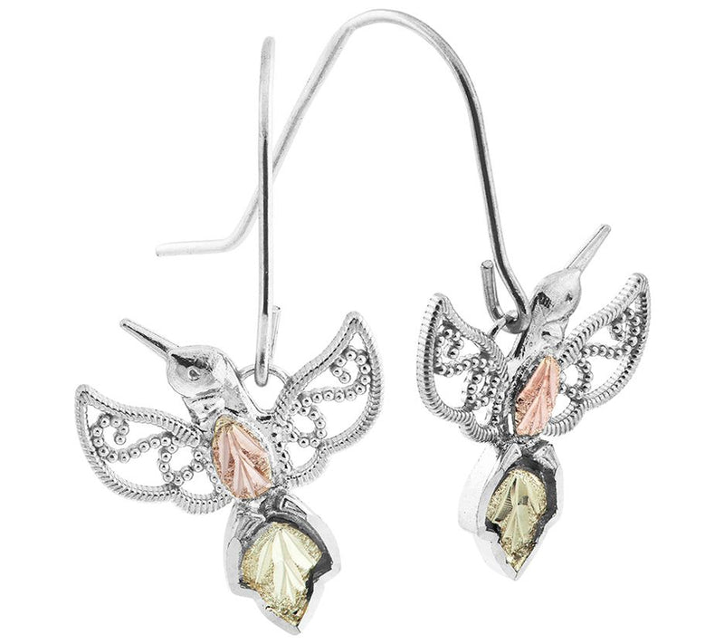 Black Hills Hummingbird Earrings, Sterling/12K — View 2