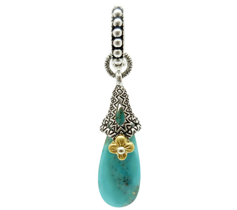 Barbara Bixby Sterling & 18K Turquoise Drop Pendant — Main view