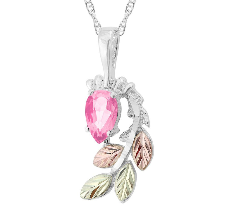 Black Hills Cubic Zirconia Leaf Pendant, Sterli ng/12K Gold — Main view
