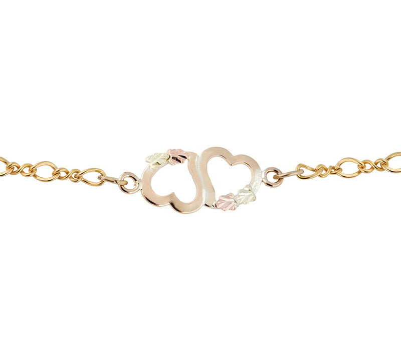 Black Hills Double-Heart Ankle Bracelet, 10K/12  K Gold — View 2