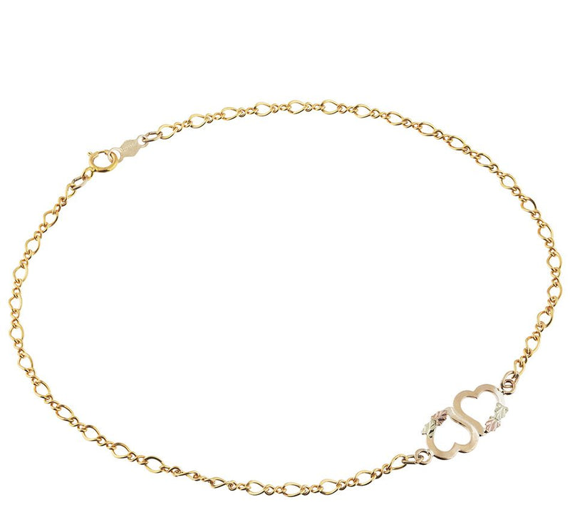 Black Hills Double-Heart Ankle Bracelet, 10K/12  K Gold — Main view