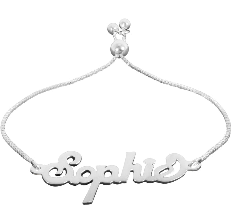 Personalized St erling Adjustab le Name Plate B racelet — Main view