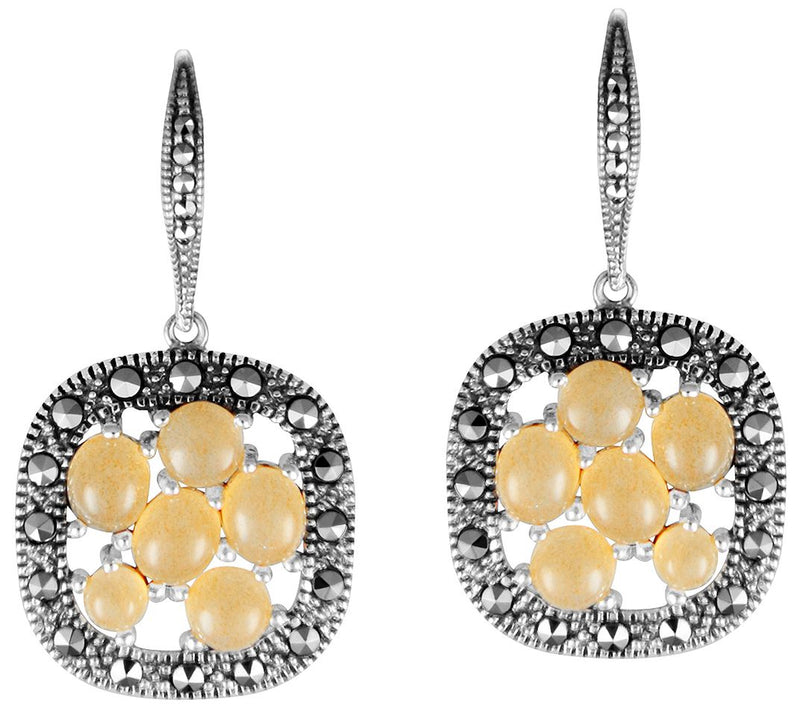 Suspicion Sterling Moonstone Cluster & Marcasite Halo Earring — Main view