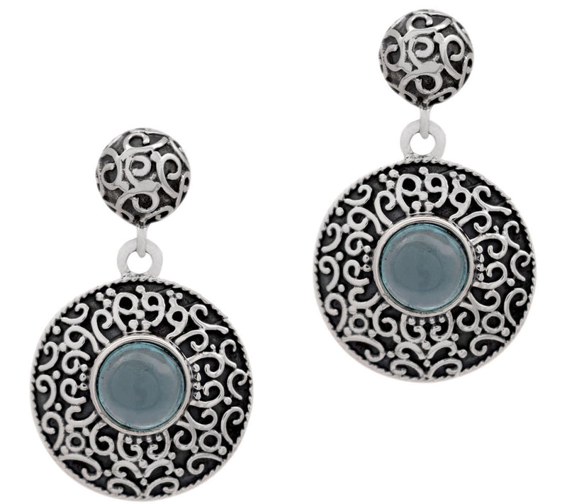 Artisan Crafted Sterling Silver Apatite Disc Earrings — Main view