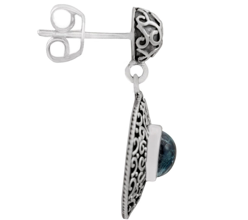 Artisan Crafted Sterling Silver Apatite Disc Earrings — View 2