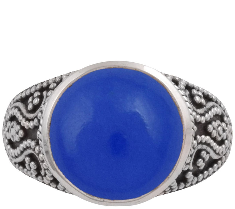 Artisan Crafted Sterling Silver Round Blue Quartz Ring — View 3