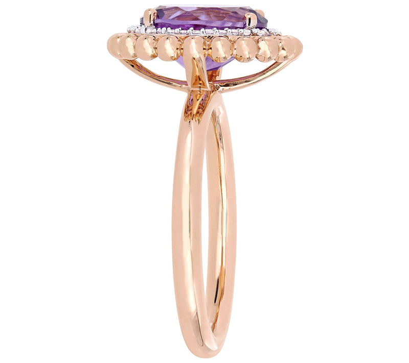 Bellini 14K Gold 2.20 cttw Amethyst & Diamond Accent Halo Ring — View 2