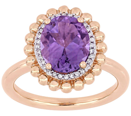 Bellini 14K Gold 2.20 cttw Amethyst & Diamond Accent Halo Ring