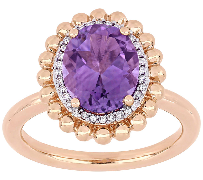 Bellini 14K Gold 2.20 cttw Amethyst & Diamond Accent Halo Ring — Main view
