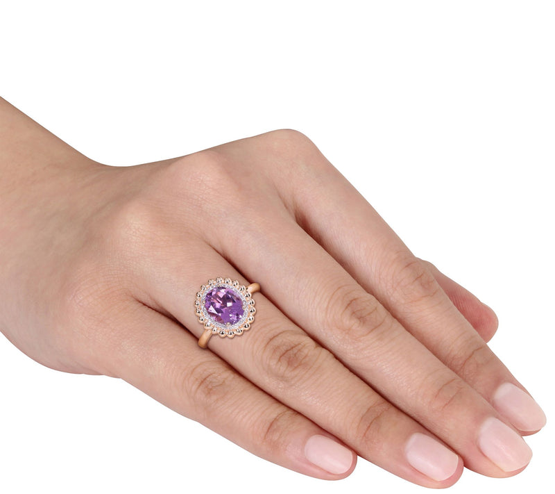 Bellini 14K Gold 2.20 cttw Amethyst & Diamond Accent Halo Ring — View 3