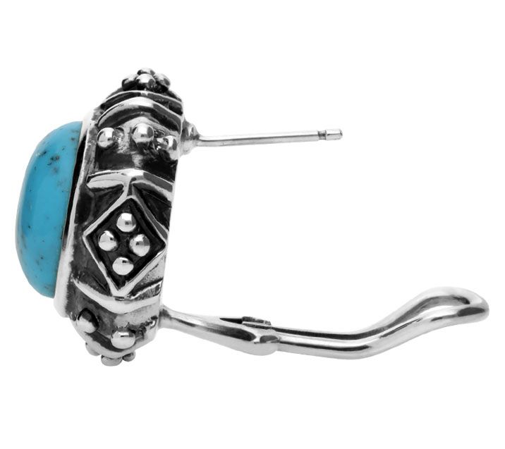 Elyse Ryan Sterling Silver Turquoise Button Ear rings — View 2