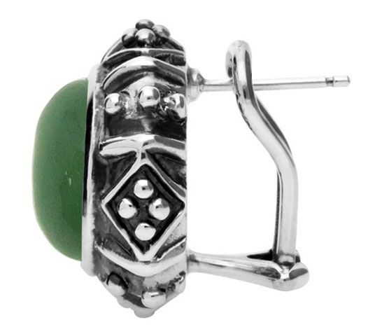 Elyse Ryan Sterling Silver Aventurine Button Ea rrings — View 3