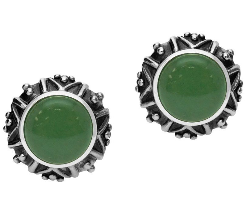 Elyse Ryan Sterling Silver Aventurine Button Ea rrings — Main view