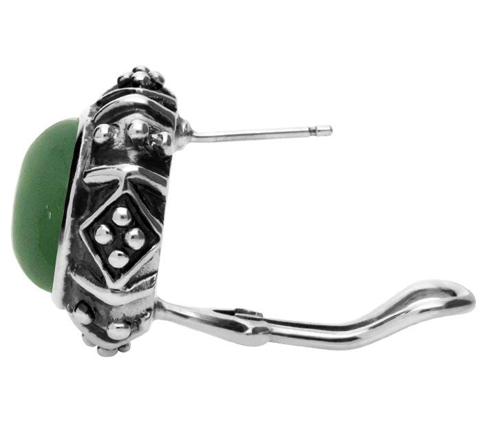 Elyse Ryan Sterling Silver Aventurine Button Ea rrings — View 2