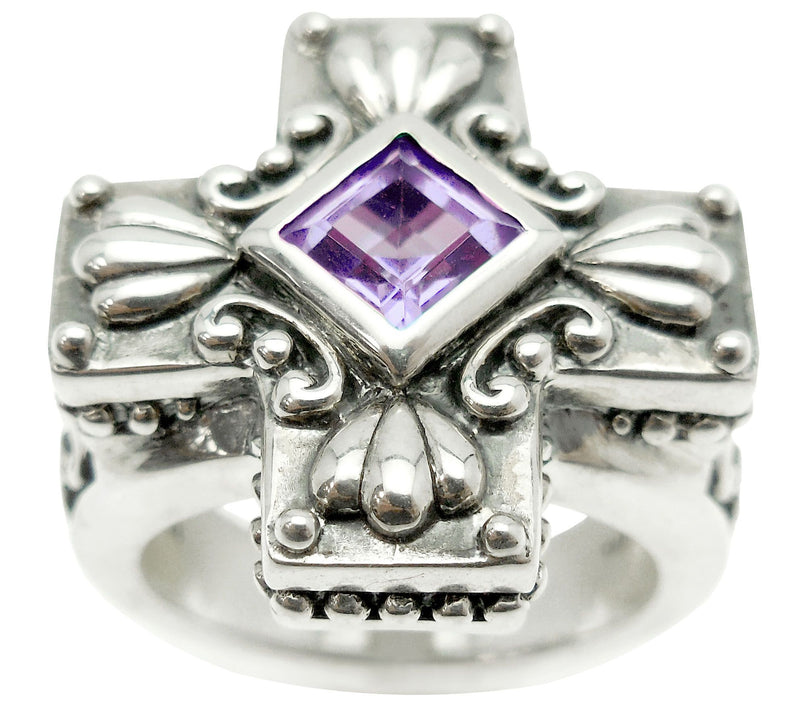 Elyse Ryan Sterling Silver Gemstone Cross Ring — View 3
