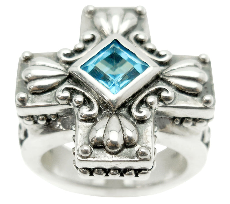 Elyse Ryan Sterling Silver Gemstone Cross Ring — View 5