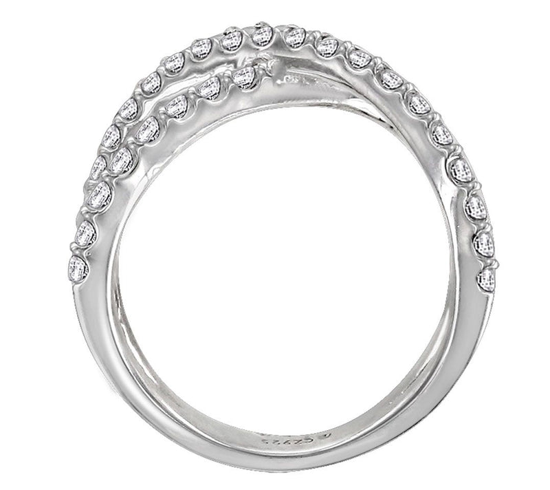 Diamonique Sterling Silver Double Cross Band Ring — View 2