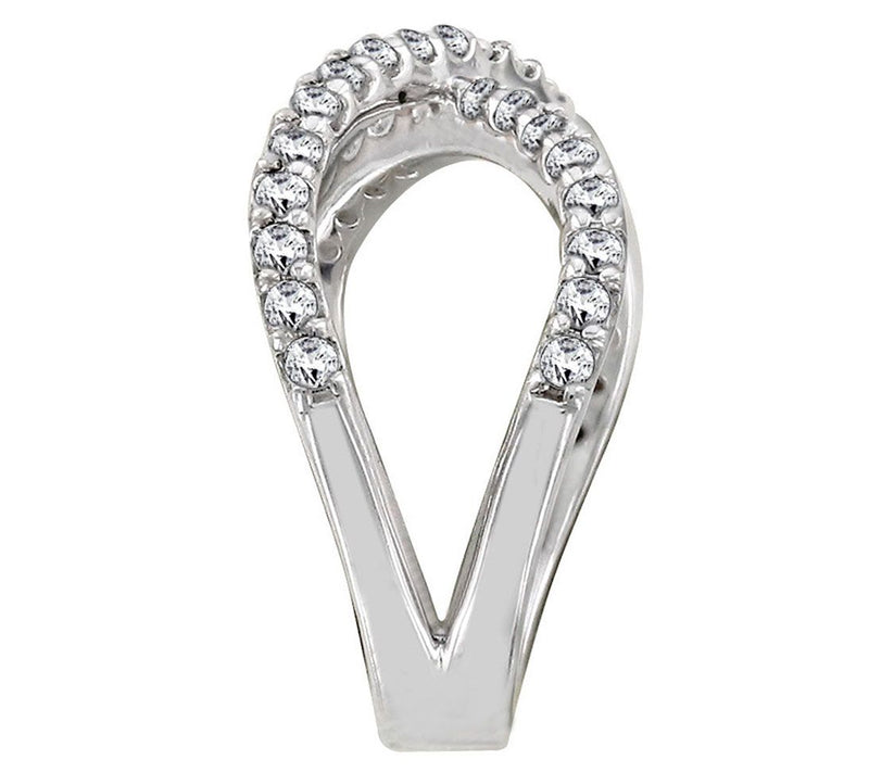Diamonique Sterling Silver Double Cross Band Ring — View 3