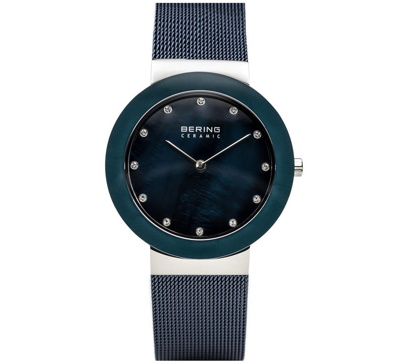 Bering Women's Stainless & Blue Mesh Bracelet Watch — Main view