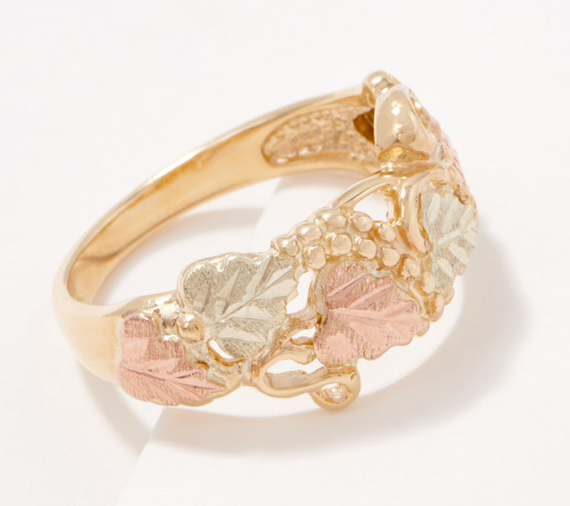 Black Hills Grape & Leaf Vine Band Ring, 10K/12 K Gold — View 2