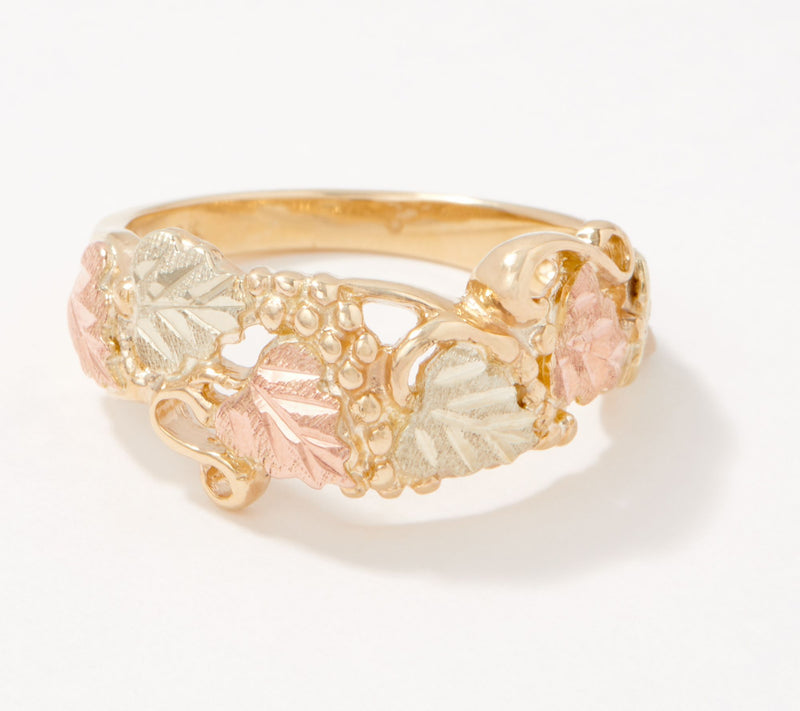 Black Hills Grape & Leaf Vine Band Ring, 10K/12 K Gold — Main view