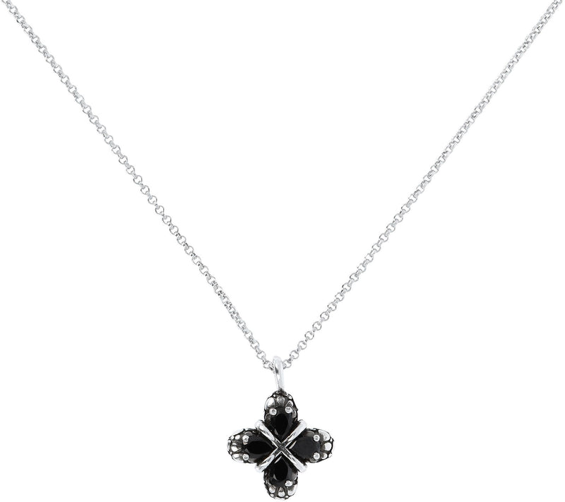 Mistero Sterling Silver Black Spinel X-Design Pendant & Chain — Main view