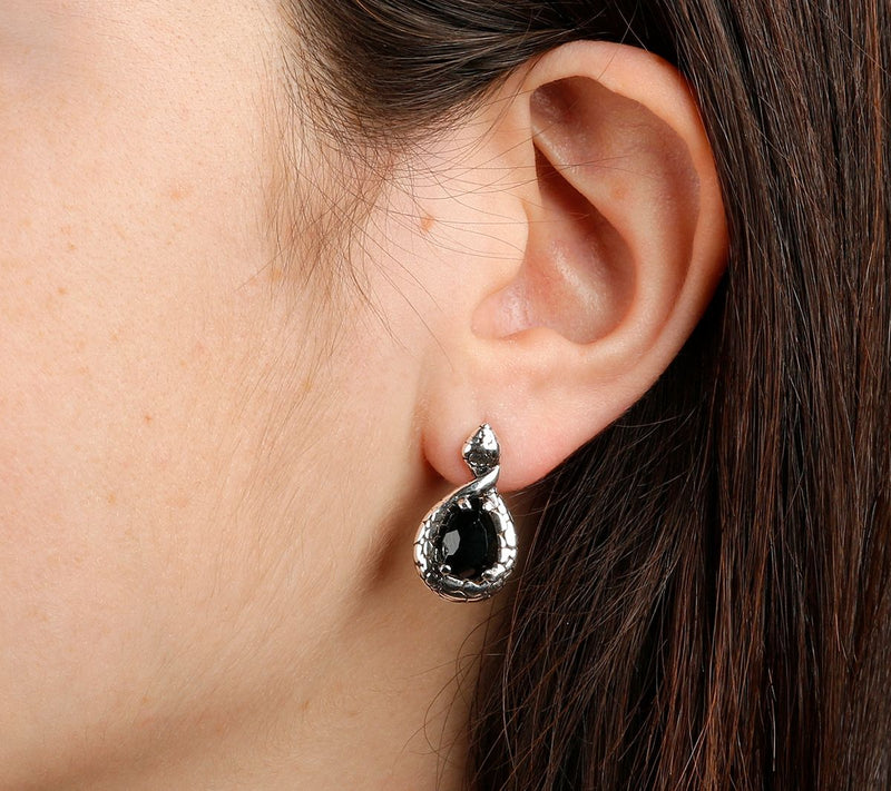 Mistero Sterling Silver Black Spinel Pear-Shaped Earrings — View 3
