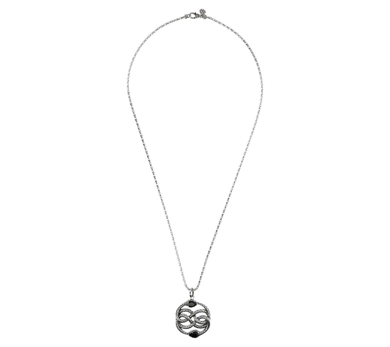 Mistero Sterling Bold Round Gemstone Pendant with 28" Chain — View 2