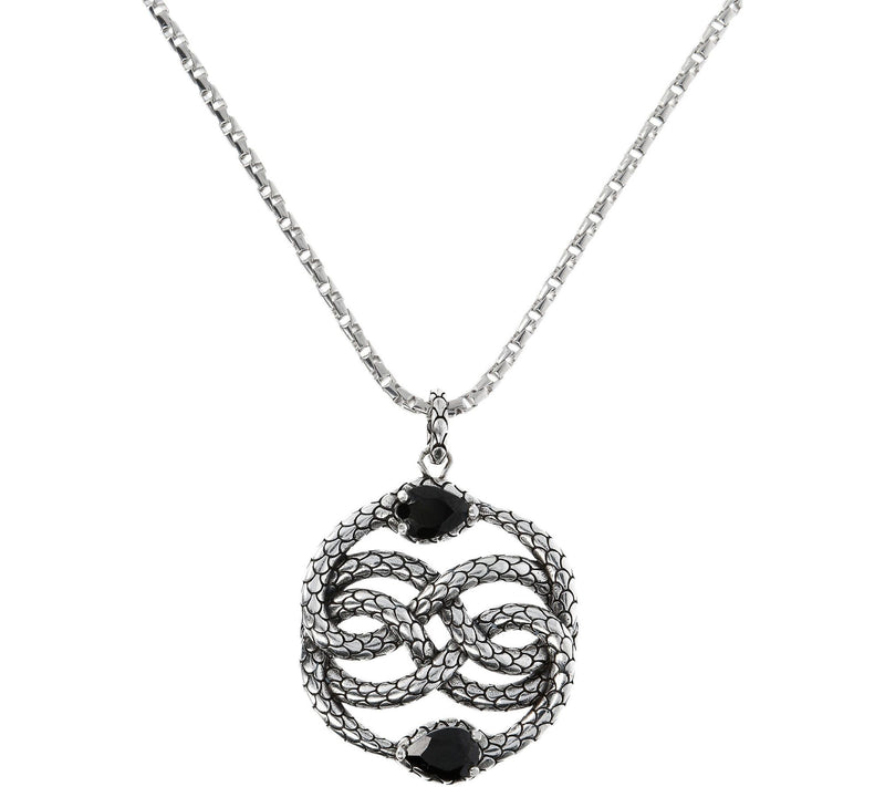 Mistero Sterling Bold Round Gemstone Pendant with 28" Chain — Main view
