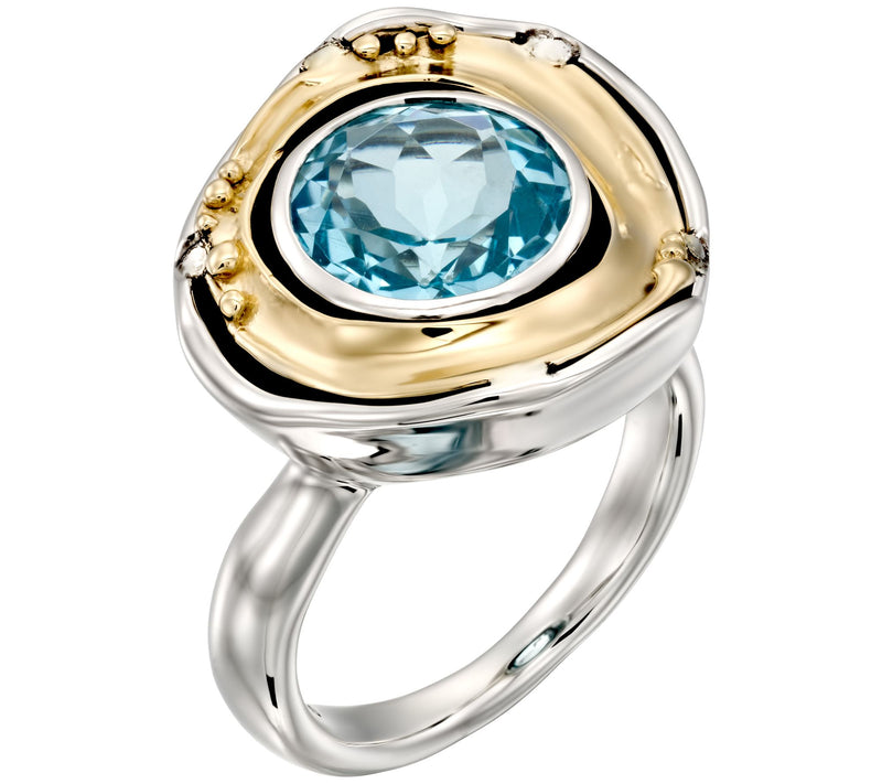 Hagit Sterling & 14K Gold 5.00 ct Blue Topaz Ring — View 2
