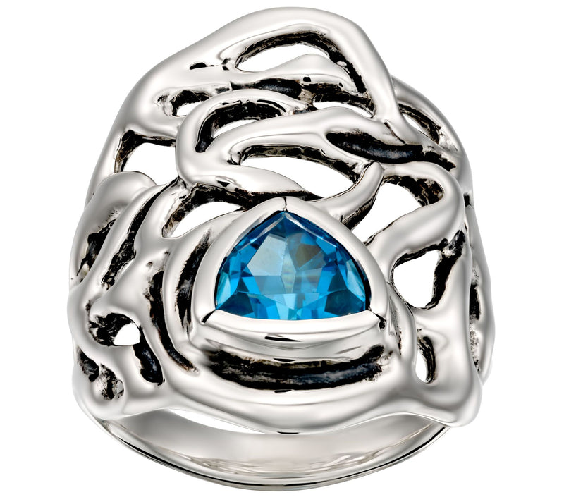 Hagit Sterling Trillion-Cut Blue Topaz Swirl Ring — Main view