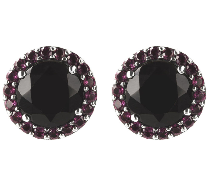 Mistero Sterling Silver Multi-Gemstone Halo Stud Earrings — View 7