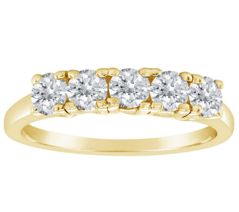 Affinity 3/4 cttw 5-Stone Diamond Band Ring, 14K Gold — View 5