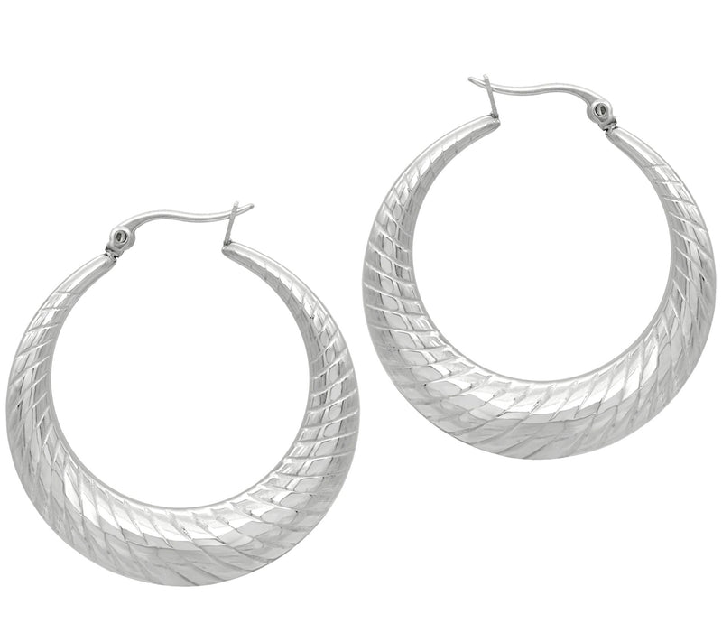 Steel by Design 1-1/2" Textured Graduated HoopEarrings — Main view