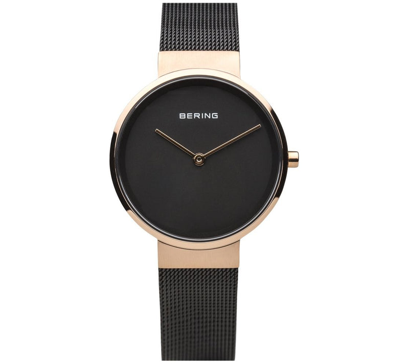 Bering Women's Classic Rosetone & Black Mesh Bracelet Watch — Main view