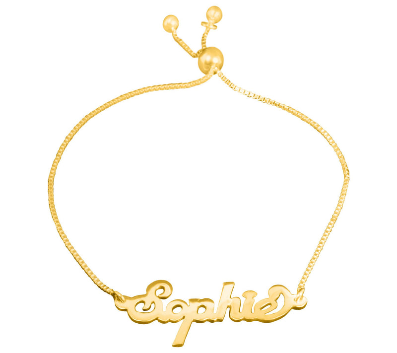 Personalized 14K Plated Sterling Adj. Name P la te Bracelet — Main view
