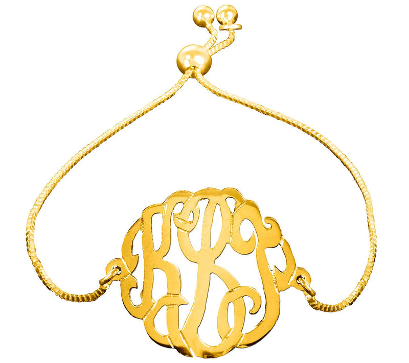 14K Gold-Plated Personalized Monogram Adjustabl e Bracelet — Main view