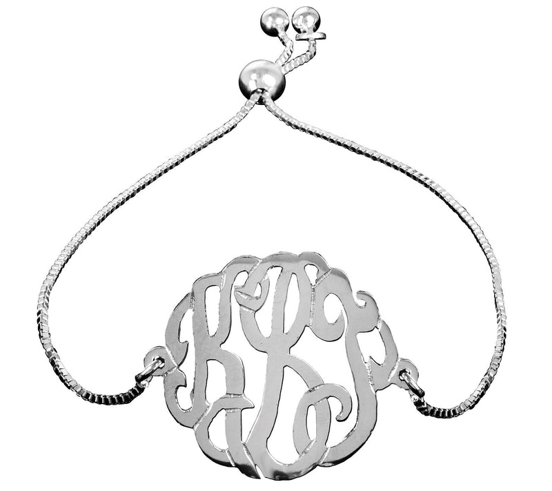 Personalized Sterling Monogram Adjustable Bracelet — Main view