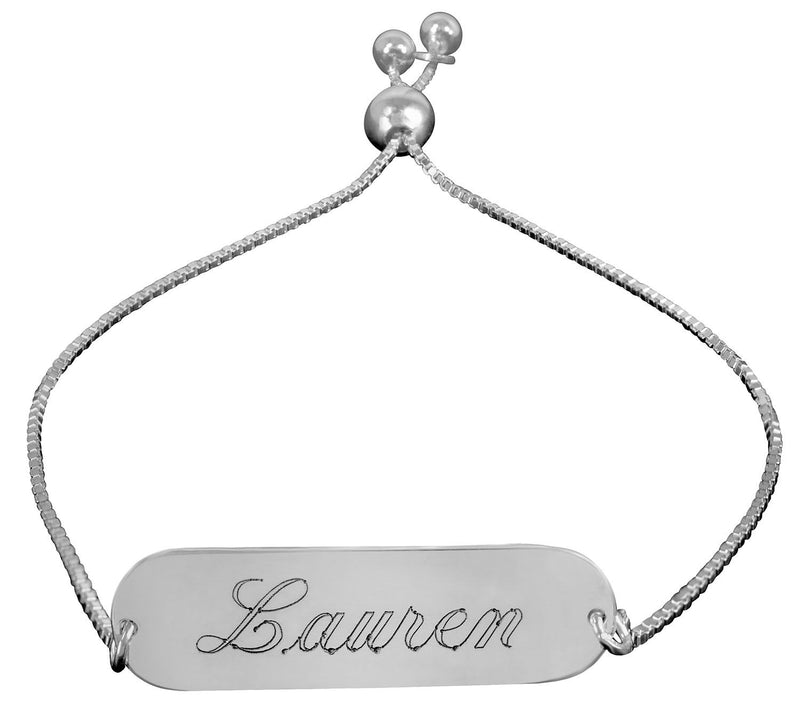 Personalized Sterling Adjustable Name Bar Brace let — Main view