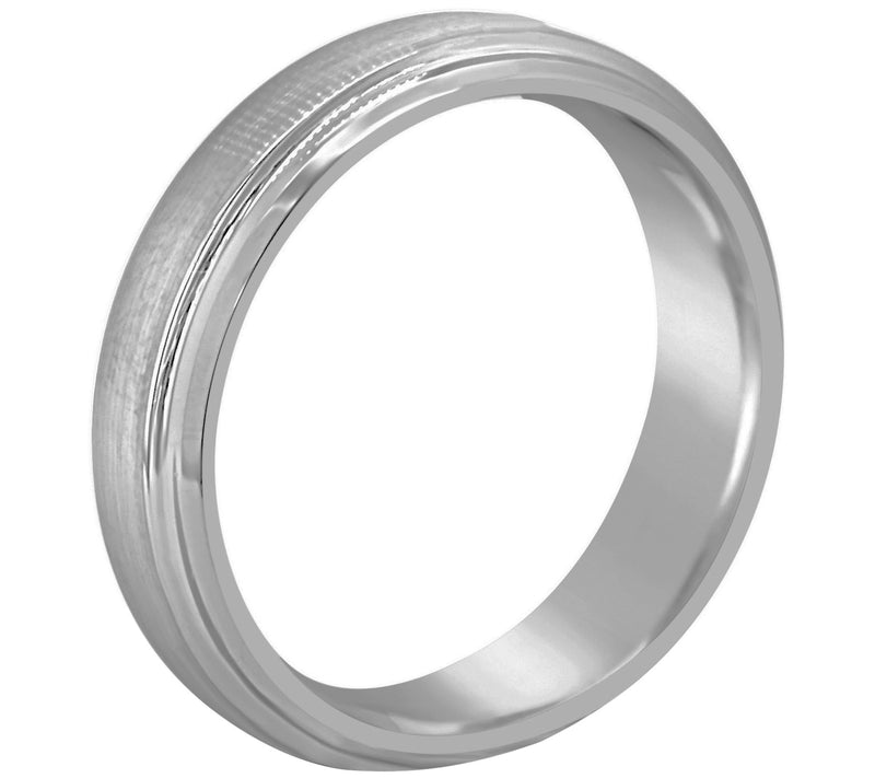 Men's Brushed 6mm Tungsten Wedding Band w/ Stepped Edge — View 2